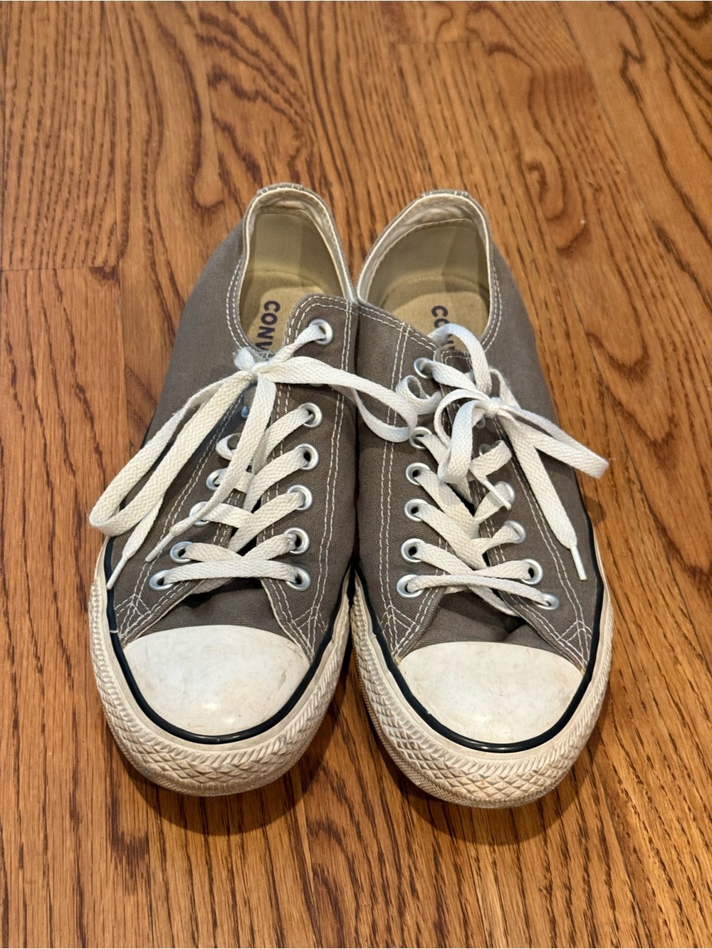 Converse Low Top Canvas Sneakers in Grey with White Accents